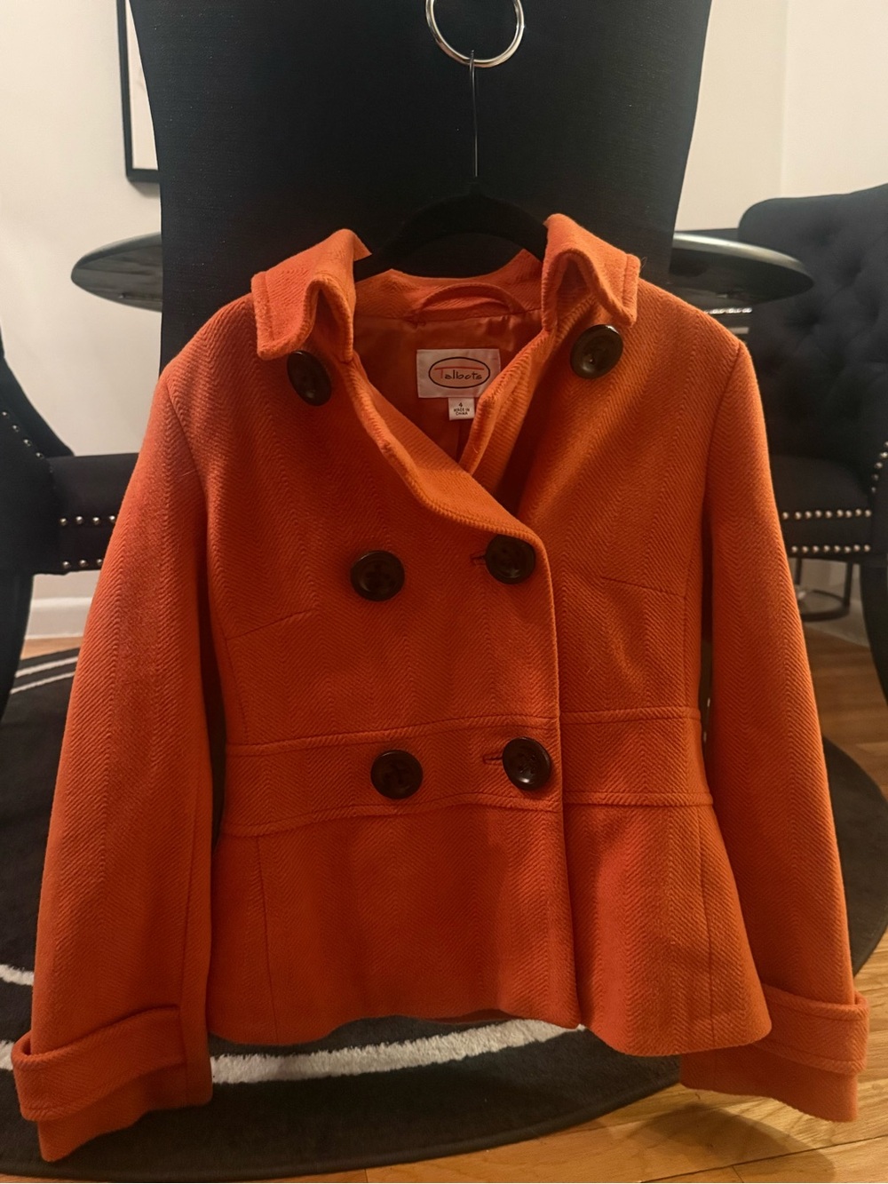 Talbots Women's Bright Orange Double-Breasted Peacoat